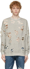 R13 Grey Super Distressed Oversized Sweatshirt - Sweat-shirt surdimensionné super mal en détresse R13 - R13 회색 슈퍼 고민 된 대형 스웨터