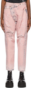 R13 Pink Crossover Jeans - Jean croisé rose R13 - R13 핑크 크로스 오버 청바지