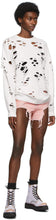 R13 Pink Denim Shredded Slouch Shorts