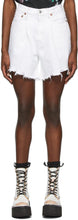 R13 White Denim Damon Pleated Shorts - Short plissé denim blanc r13 denim blanc - R13 화이트 데님 Damon Pleated 반바지