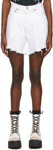 R13 White Denim Damon Pleated Shorts - Short plissé denim blanc r13 denim blanc - R13 화이트 데님 Damon Pleated 반바지