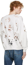 R13 White Super Distressed Oversized Sweatshirt