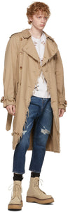 R13 White Super Distressed Oversized Sweatshirt