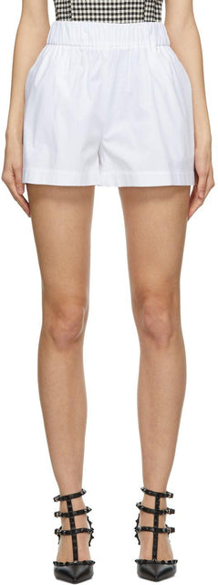 RED Valentino White Poplin Baggy Shorts - Short baguette blanche rouge valentino rouge - 빨간색 발렌티노 화이트 포플린 헐렁한 반바지