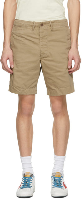 RRL Beige Chino Officer Fit Shorts - RRL BEIGE Chino Officier FIT - RRL 베이지 치노 장교가 반바지를 맞추고 있습니다