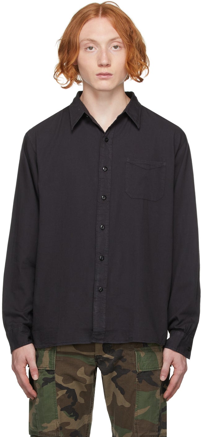 RRL Black Garment-Dyed Work Shirt – BlackSkinny
