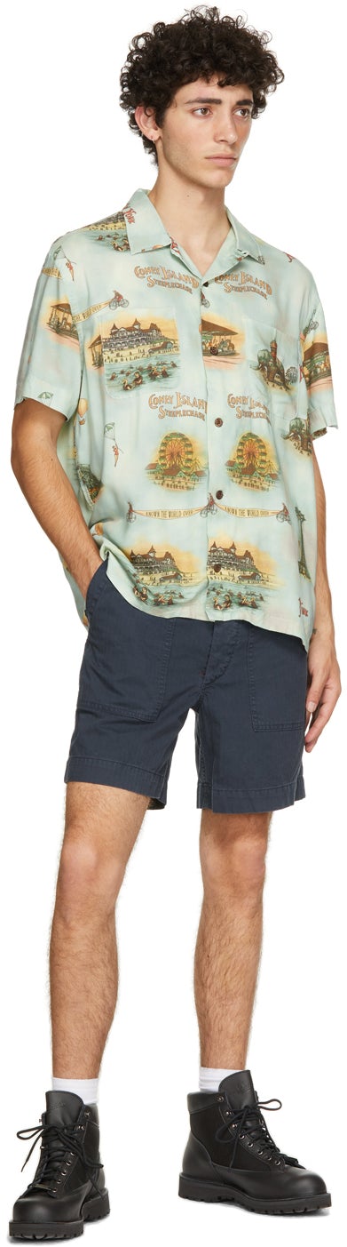 RRL Blue Camp Short Sleeve Shirt