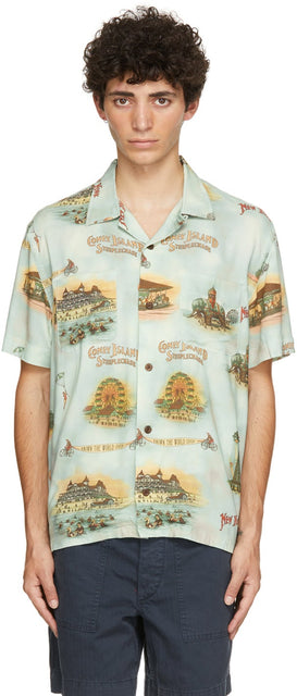 RRL Blue Camp Short Sleeve Shirt - Chemise à manches courtes du camp bleu RRL - RRL 블루 캠프 반소매 셔츠