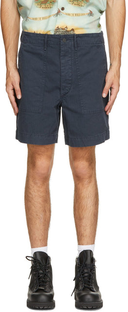 RRL Navy Herringbone Army Utility Shorts - RRL Navy Herringbone Army Utility Shorts - RRL 해군 헤링본 군대 유틸리티 반바지