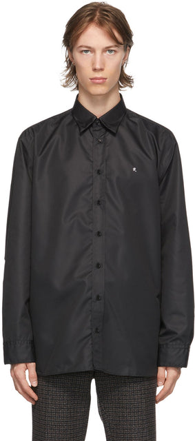 Raf Simons Black Hooded R Shirt - RAF Simons Simons Noir à capuche Rom - Raf Simons 블랙 후드 후드 r 셔츠