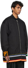 Raf Simons Black Sterling Ruby Edition Archive Redux Striped Trim Bomber Jacket