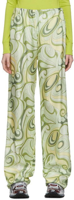 Raf Simons Green Silk Lounge Pants - Pantalon de salon Soie Vert Simons Raf Simons - Raf Simons 녹색 실크 라운지 바지