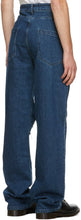 Raf Simons Navy Uneven Knee Patch Jeans