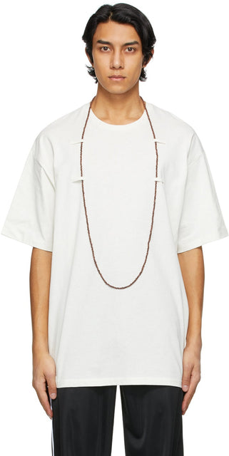 Raf Simons Off-White Beaded Chain T-Shirt - RAF Simons T-shirt à chaîne perlée hors blanc - RAF SIMONS 오프 화이트 페르시 체인 티셔츠