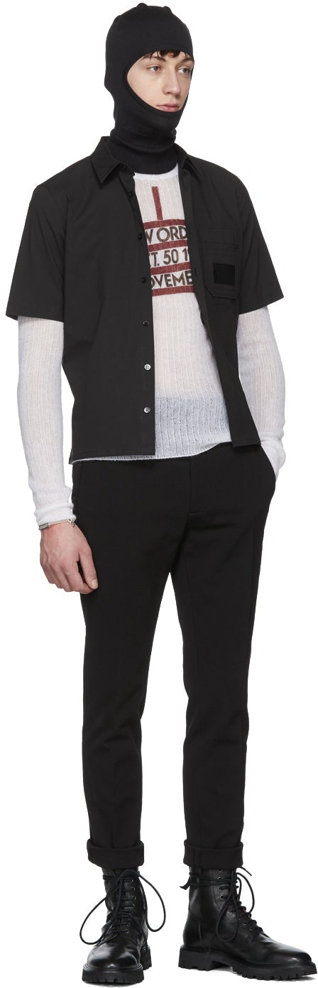 Raf Simons White New Order Round Neck Pullover