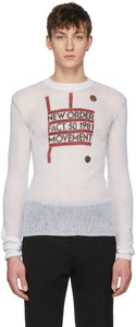 Raf Simons White New Order Round Neck Pullover - RAF Simons Pull à col rond neuf commandes blanc - Raf Simons 화이트 새로운 주문 라운드 넥 풀오버