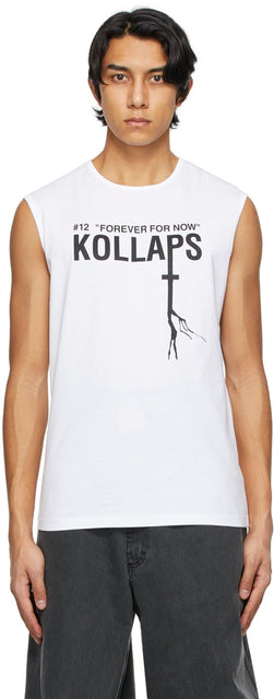 Raf Simons White Peter De Potter Edition 'Kollaps' Tank Top - RAF Simons Blanc Peter de Potter Edition 'Kollaps' - Raf Simons 화이트 피터 드 포터 판 'Kollaps'탱크 탑
