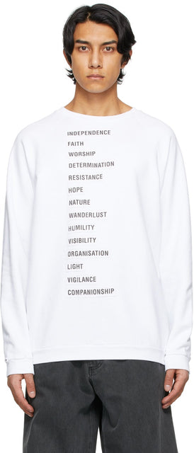 Raf Simons White Peter De Potter Edition Text Patches Sweatshirt - RAF Simons Blanc Peter de Potter Edition Text Patchs Sweat-shirt - Raf Simons 화이트 피터 드 포터 판 텍스트 패치 패치 스웨트