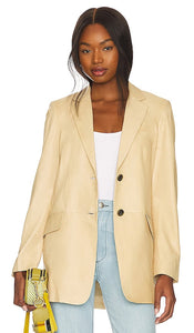 Rag & Bone Charles Leather Blazer in Beige Blazer en cuir Rag & Bone Charles en beige Rag＆Bone Charles皮革西装外套中的米色