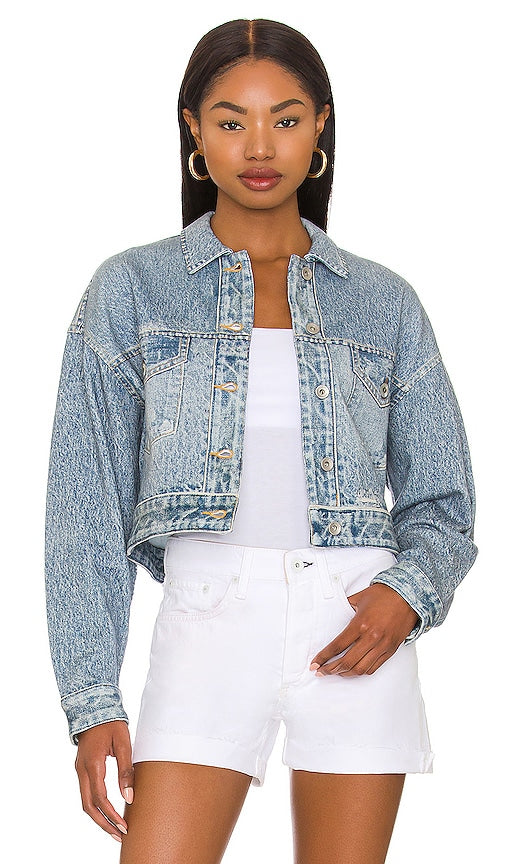 Rag & Bone Cropped Miramar Trucker in Blue Rag et os camionneur Miramar recadré en bleu 破布和骨裁剪的Miramar卡车司机蓝色