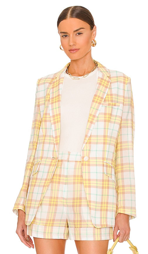 Rag & Bone Margot Plaid Blazer in Yellow Blazer à carreaux de chiffon et d'os margot en jaune 抹布和骨玛格特格子西装外套黄色