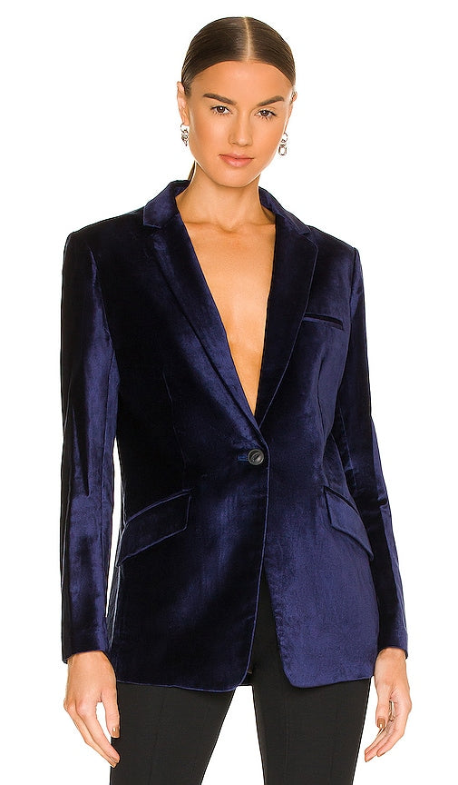 Rag & Bone Margot Velvet Blazer in Blue Blazer en velours margot rag et os en bleu 破布和骨头玛格特天鹅绒西装外套蓝色