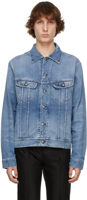 Ralph Lauren Purple Label Blue Denim Trucker Jacket - Veste de camionneur de denim bleu ciel de Ralph Lauren - Ralph Lauren 보라색 라벨 블루 데님 트럭 재킷