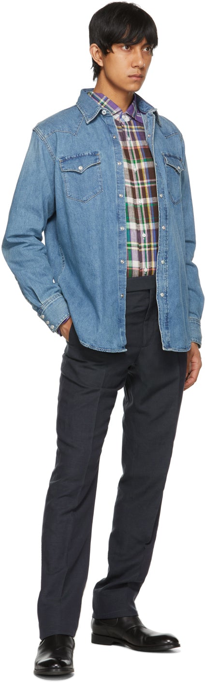 Ralph Lauren Purple Label Blue Denim Western Shirt