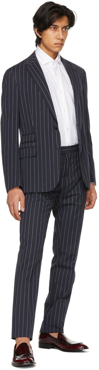 Ralph Lauren Purple Label Navy Twill Striped Gregory Trousers