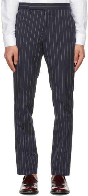 Ralph Lauren Purple Label Navy Twill Striped Gregory Trousers - Ralph Lauren Purple Étiquette Navy Twill Swezed Pantalon Grégoire - Ralph Lauren 보라색 레이블 네이비 능직 스트라이프 그레고리 바지