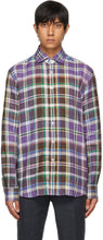 Ralph Lauren Purple Label Purple Linen Plaid Shirt - Ralph Lauren Label violet chemise à carreaux de lin violet - Ralph Lauren 보라색 라벨 보라색 린넨 격자 무늬 셔츠