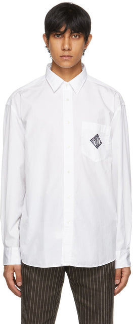 Ralph Lauren Purple Label White Poplin Monogram Shirt - Chemise de monogramme poplin blanc de Ralph Lauren Label pourpre - Ralph Lauren 보라색 레이블 화이트 포플린 모노그램 셔츠입니다