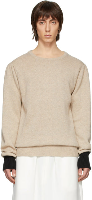 Random Identities Beige Knit Sweater - Identités aléatoires pull tricot beige - 임의의 정체성 베이지 니트 스웨터
