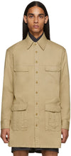 Random Identities Beige Saharienne Shirt Jacket - Identité aléatoire Veste de chemise Beige Saharienne - 임의의 정체성 베이지 색 사하렌 셔츠 자켓