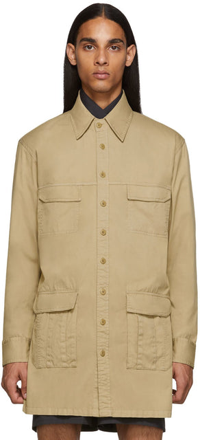Random Identities Beige Saharienne Shirt Jacket - Identité aléatoire Veste de chemise Beige Saharienne - 임의의 정체성 베이지 색 사하렌 셔츠 자켓