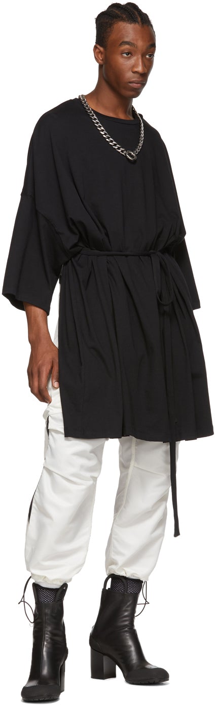 Random Identities Black Oversized Maxi Belted T-Shirt