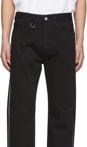 Random Identities Black Straight-Leg Mid-Rise Striped Jeans