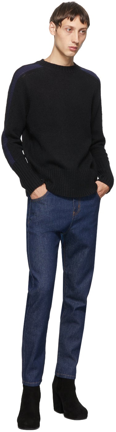 Random Identities Black Wool Bicolor Crewneck