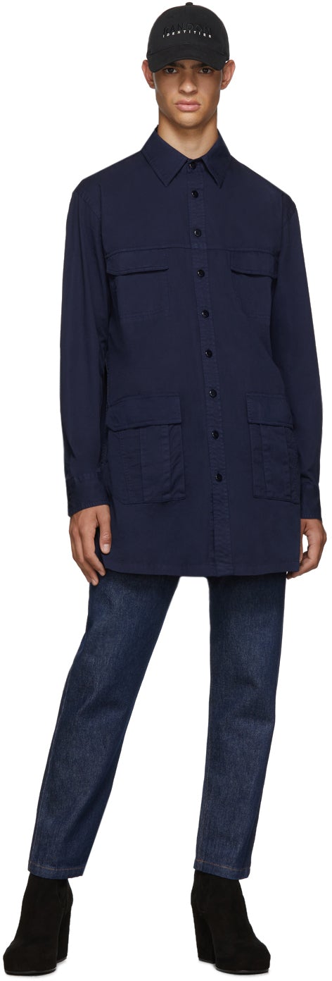 Random Identities Blue Saharienne Shirt Jacket