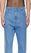 Random Identities Blue Straight Leg Mid-Rise Striped Jeans