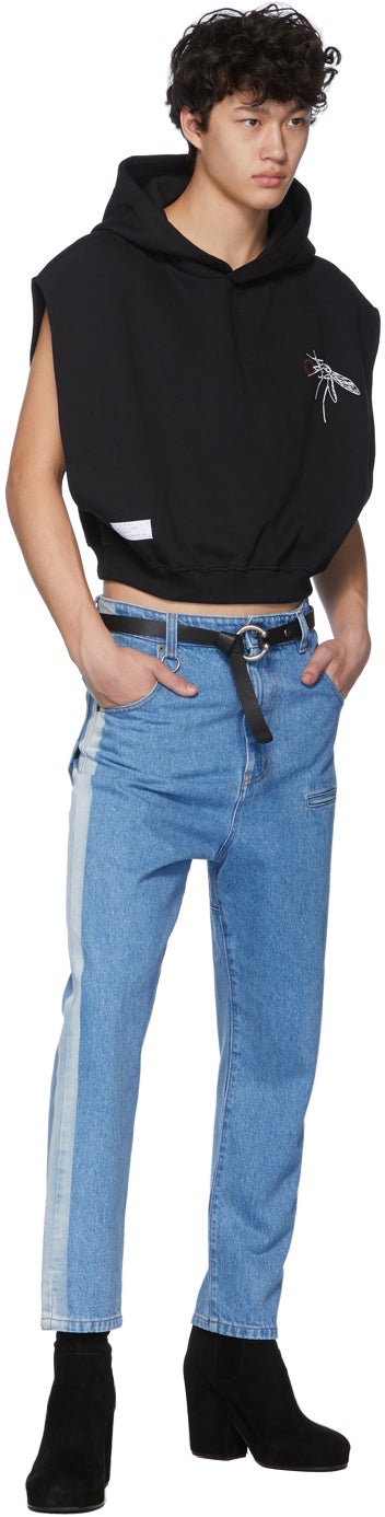 Random Identities Blue Straight Leg Mid-Rise Striped Jeans