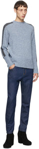 Random Identities Blue Wool Bicolor Crewneck