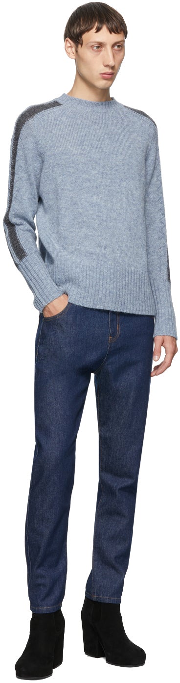 Random Identities Blue Wool Bicolor Crewneck