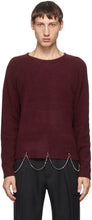 Random Identities Burgundy Wool Chain Crewneck - Identités aléatoires Crewneck de la chaîne de laine Bourgogne - 임의의 ID 부르고뉴 울 체인 Crewneck.