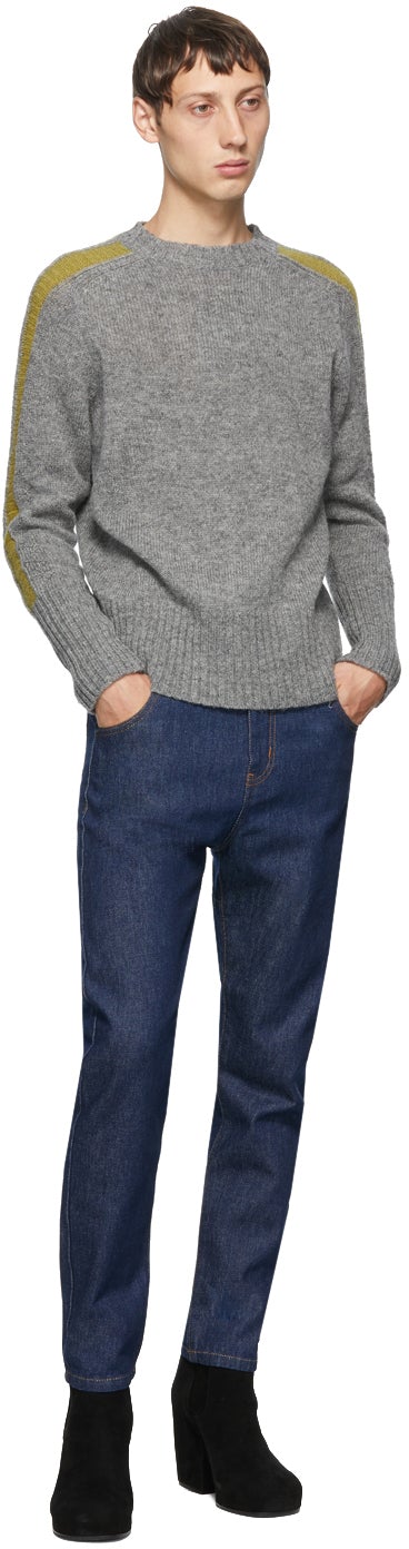 Random Identities Grey Wool Bicolor Crewneck