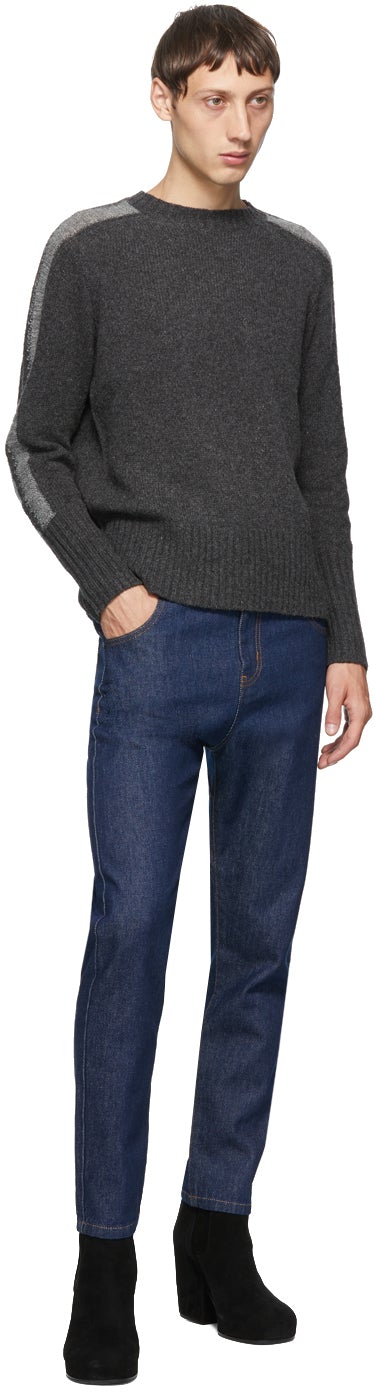 Random Identities Grey Wool Bicolor Crewneck