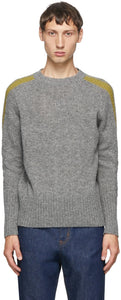 Random Identities Grey Wool Bicolor Crewneck - Identités aléatoires Crewneck de bicolore en laine grise - 임의의 정체성 회색 양모 바이 컬러 Crewneck.