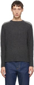 Random Identities Grey Wool Bicolor Crewneck - Identités aléatoires Crewneck de bicolore en laine grise - 임의의 정체성 회색 양모 바이 컬러 Crewneck.