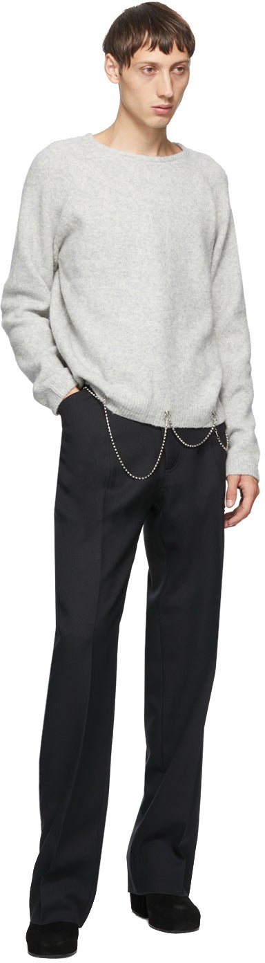 Random Identities Grey Wool Chain Crewneck