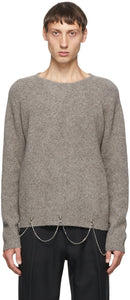 Random Identities Grey Wool Chain Crewneck - Identités aléatoires Crewneck Chaîne en laine grise - 임의의 ID 회색 양모 체인 Crewneck.